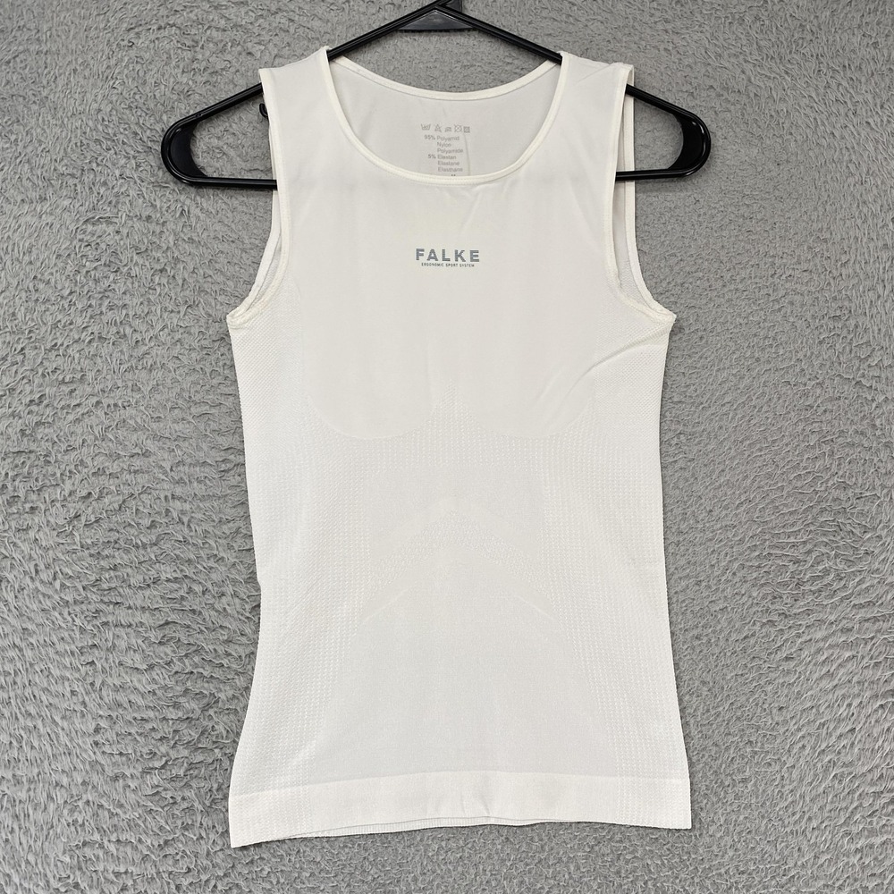 Falke‎ Tank Top Womens Medium White Compression Knit Base Layer Gym Running Yoga